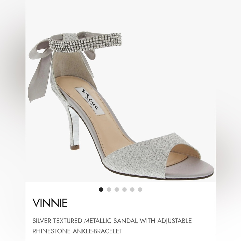 Nina Silver Rhinestone Ankle Strap Heels